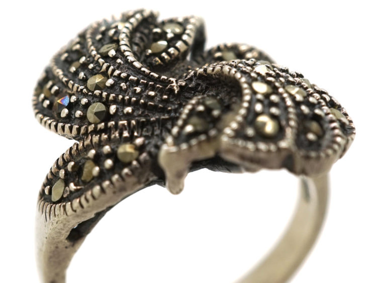Silver & Marcasite Twist Ring