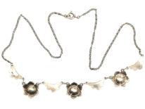 Art Deco Silver & Marcasite Flowers Necklace