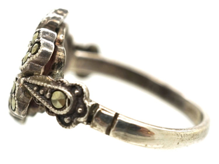 Silver & Marcasite Flower Ring