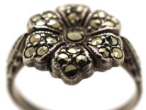 Silver & Marcasite Flower Ring