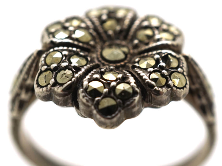 Silver & Marcasite Flower Ring