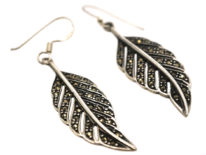 Silver & Marcasite Leaf Earrings