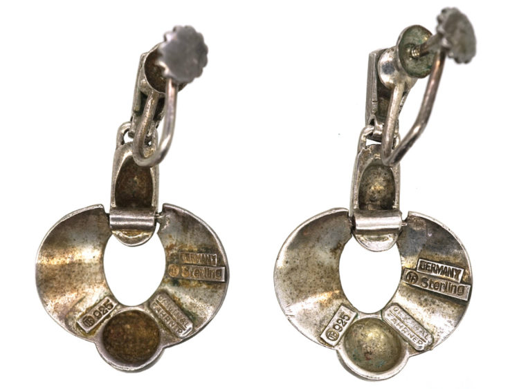 Art Deco Silver & Marcasite Earrings by Theodor Fahrner