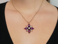 Georgian Gold, Amethyst & Natural Pearl Pendant