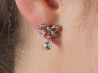 Edwardian 15ct Gold & Platinum Diamond Bow Drop Earrings