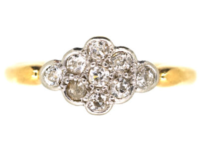 Edwardian 18ct Gold & Platinum Diamond Cluster Ring