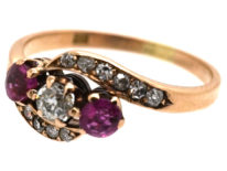 Edwardian Ruby & Diamond Crossover Ring