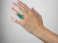 Art Deco Carved Jade 18ct White Gold Ring