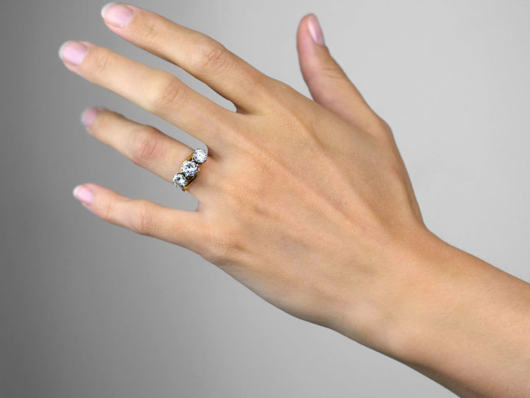 18ct Gold, Three Stone Diamond Crossover Ring