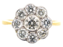 18ct Gold & Platinum, Diamond Daisy Cluster Ring