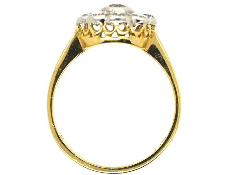 18ct Gold & Platinum, Diamond Daisy Cluster Ring