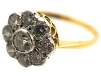 18ct Gold & Platinum, Diamond Daisy Cluster Ring