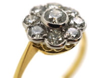 18ct Gold & Platinum, Diamond Daisy Cluster Ring