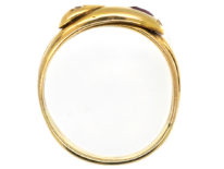 Edwardian 18ct Gold, Green Garnet, Ruby & Rose Diamond Double Snake Ring