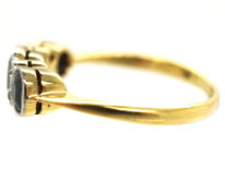 Edwardian 18ct Gold & Platinum, Three Stone Sapphire & Diamond Ring