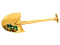 18ct Gold Digger's Brooch Set with Two Emeralds