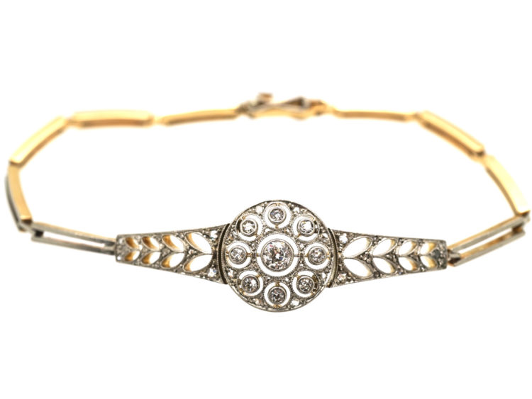 14ct Gold & Diamond Russian Bracelet
