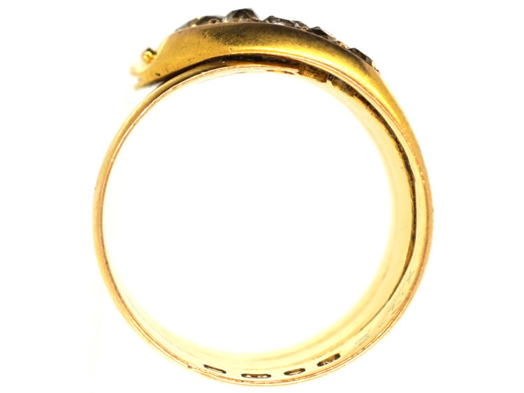 Victorian 18ct Gold Snake Ring Set With Old Mine Cut Diamonds