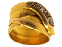 Victorian 18ct Gold Snake Ring Set With Old Mine Cut Diamonds