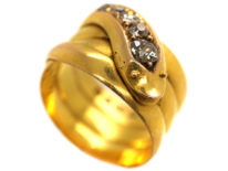 Victorian 18ct Gold Snake Ring Set With Old Mine Cut Diamonds