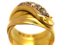 Victorian 18ct Gold Snake Ring Set With Old Mine Cut Diamonds