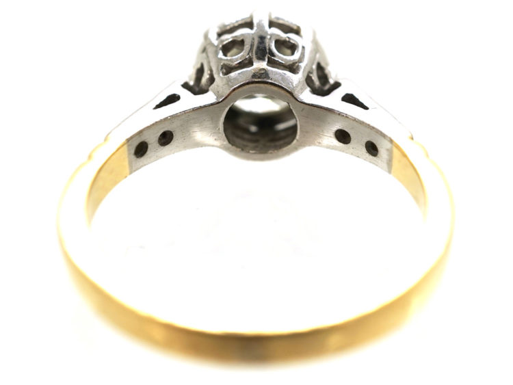 Art Deco Solitaire Diamond Ring With Diamond Set Shoulders