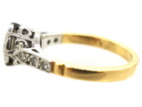 Art Deco Solitaire Diamond Ring With Diamond Set Shoulders