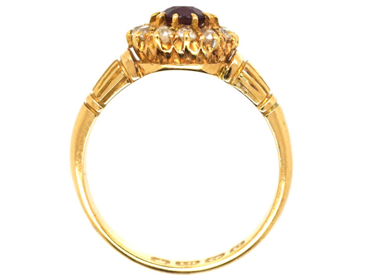Edwardian 18ct Gold, Ruby & Diamond Cluster Ring