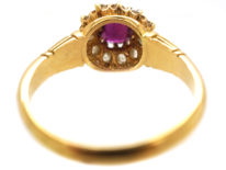 Edwardian 18ct Gold, Ruby & Diamond Cluster Ring