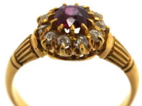Edwardian 18ct Gold, Ruby & Diamond Cluster Ring