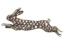Diamond Set Running Hare Brooch
