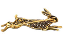 Diamond Set Running Hare Brooch