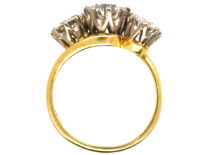 18ct Gold, Three Stone Diamond Crossover Ring