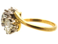 18ct Gold, Three Stone Diamond Crossover Ring