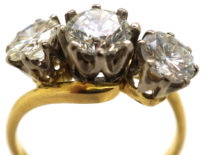 18ct Gold, Three Stone Diamond Crossover Ring