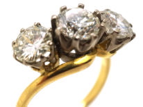 18ct Gold, Three Stone Diamond Crossover Ring