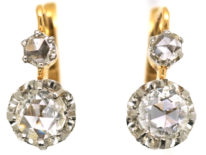 French 18ct Gold, Rose Diamond Drop Earrings