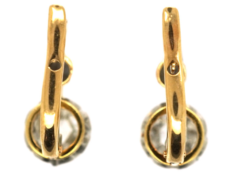French 18ct Gold, Rose Diamond Drop Earrings