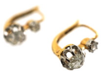 French 18ct Gold, Rose Diamond Drop Earrings