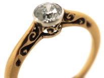 Edwardian 18ct Gold & Diamond Solitaire Ring