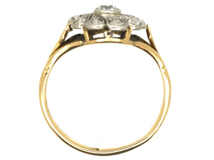 Edwardian 18ct Gold & Platinum Diamond Swirly Cluster Ring