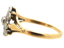 Edwardian 18ct Gold & Platinum Diamond Swirly Cluster Ring