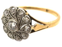 Edwardian 18ct Gold & Platinum Diamond Swirly Cluster Ring