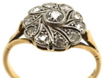 Edwardian 18ct Gold & Platinum Diamond Swirly Cluster Ring