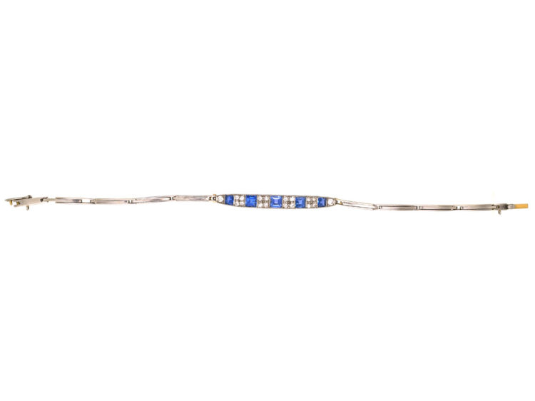 Art Deco 18ct Gold & Platinum, Sapphire & Diamond Bracelet