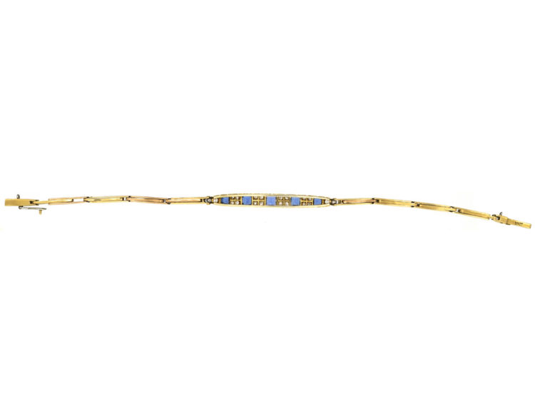 Art Deco 18ct Gold & Platinum, Sapphire & Diamond Bracelet