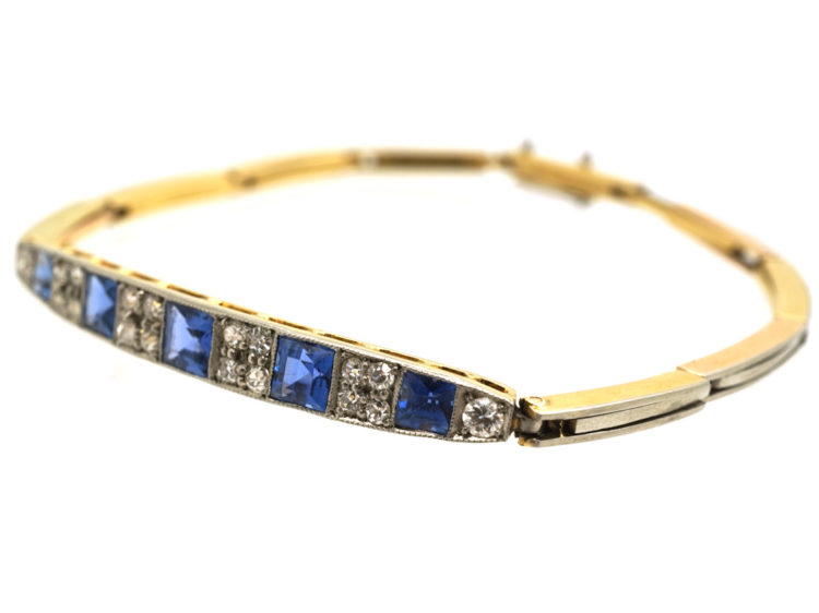 Art Deco 18ct Gold & Platinum, Sapphire & Diamond Bracelet