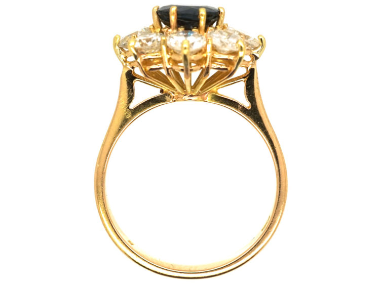 18ct Gold Sapphire & Diamond Cluster Ring
