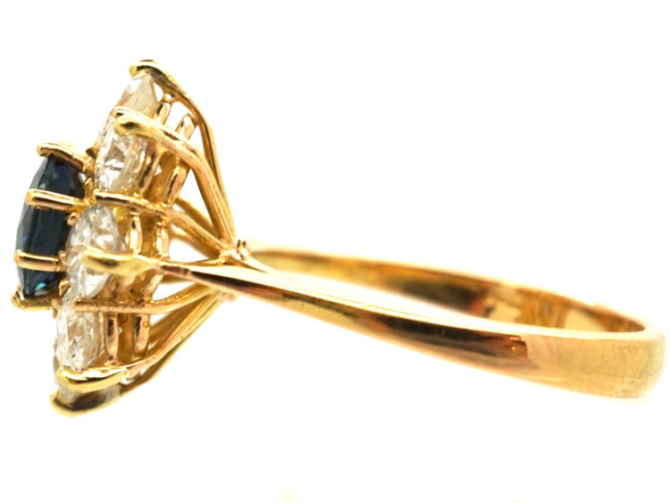 18ct Gold Sapphire & Diamond Cluster Ring