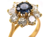 18ct Gold Sapphire & Diamond Cluster Ring